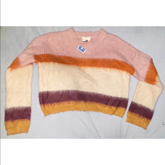 Nwt Hippie Rose Striped Fuzzy Sweater 